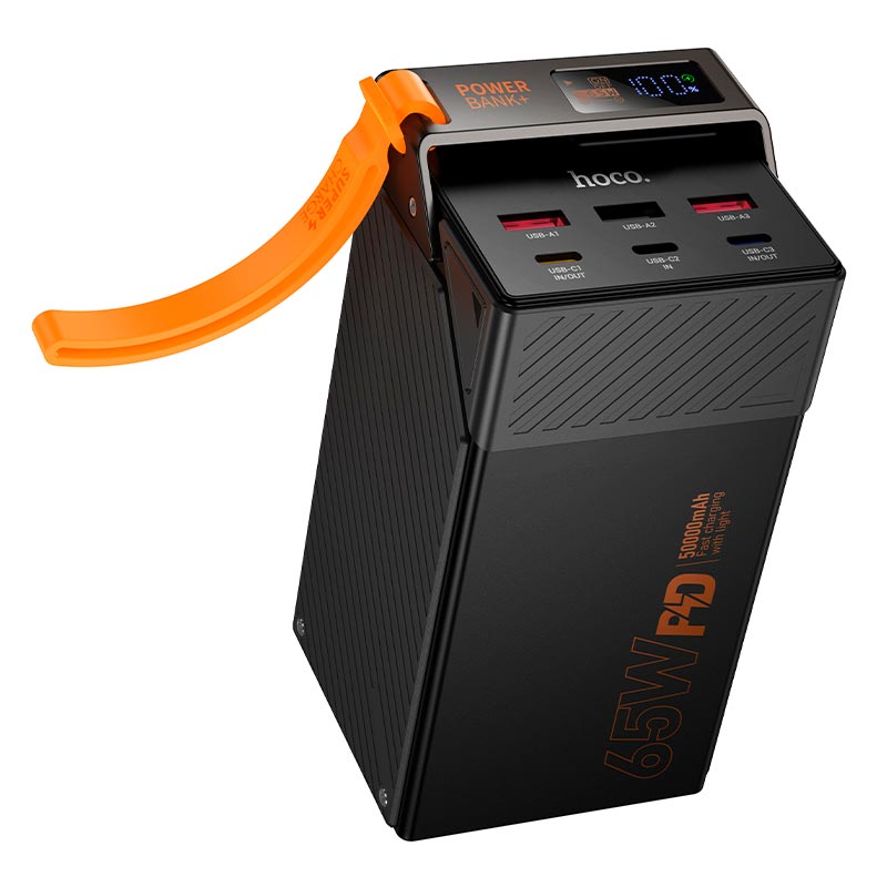 УМБ HOCO Harmony PD65W fully compatible power bank DB100A 50000mAh |3A/3C, PD/QC, 65W/4.5A| black (6942007673082) Чорний на малюнкі №1