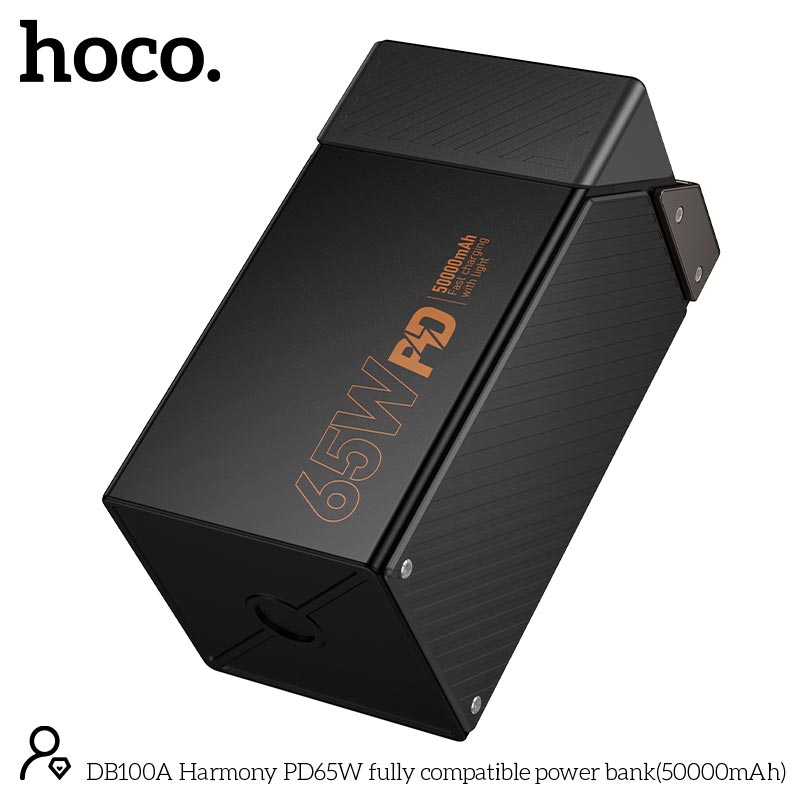 УМБ HOCO Harmony PD65W fully compatible power bank DB100A 50000mAh |3A/3C, PD/QC, 65W/4.5A| black (6942007673082) Чорний на малюнкі №4