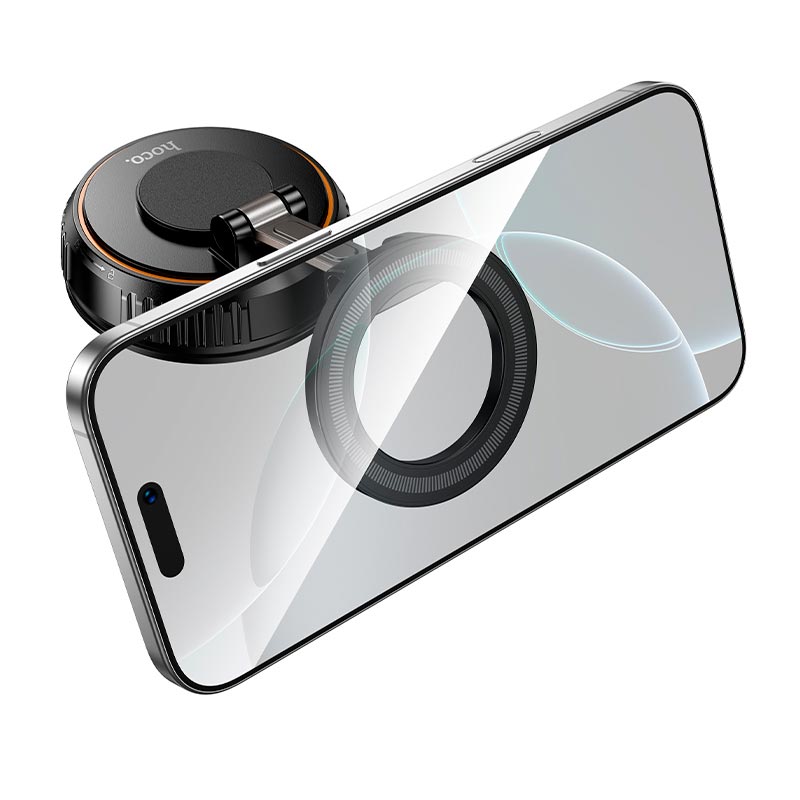 Тримач HOCO Journey magnetic car holder with suction cup H105 (multi-scene) |4.5-7| black-orange (6942007680882) Чорний на малюнкі №4