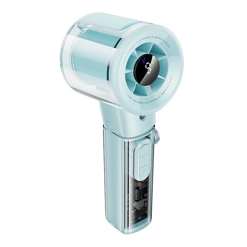 Вентилятор Hoco Spray series ice cooling handheld fan HX614 |100Levels, 60dB, 15h, 50mL| blue (6942007686983) Синий на картинке №2
