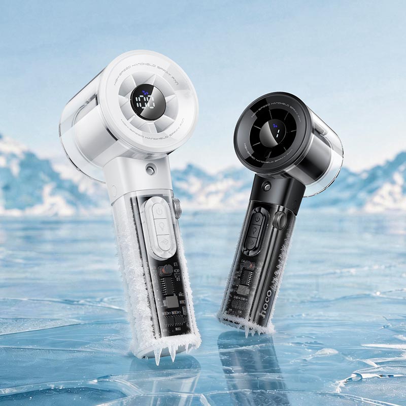 Вентилятор Hoco Spray series ice cooling handheld fan HX614 |100Levels, 60dB, 15h, 50mL| blue (6942007686983) Синий на картинке №9