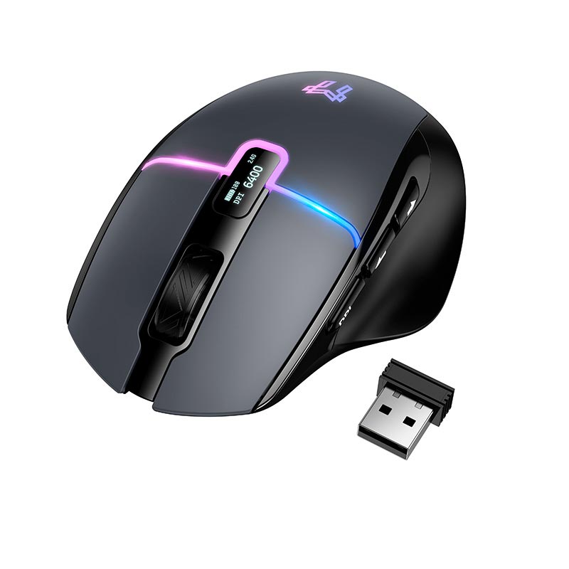 Мышь HOCO Florecer 3-mode gaming mouse GM651 |BT5.4/2.4G/wired, 12000DPI, 500mAh, 20-50h, RGB| black-grey (6942007687683) Черный на картинке №2