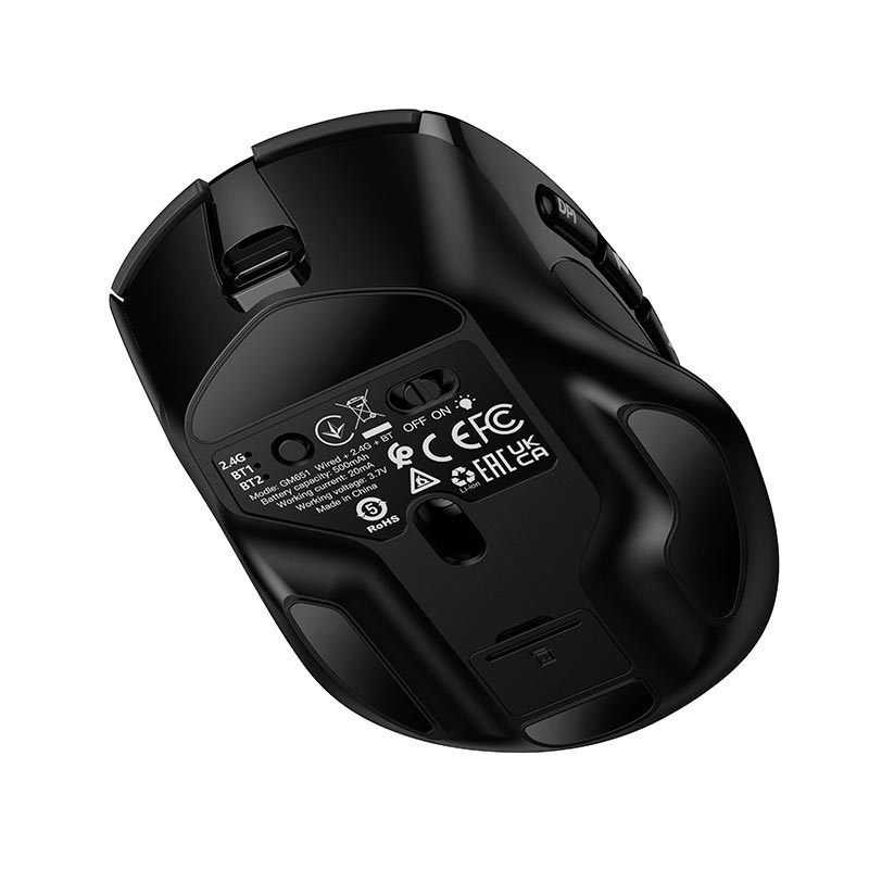 Мышь HOCO Florecer 3-mode gaming mouse GM651 |BT5.4/2.4G/wired, 12000DPI, 500mAh, 20-50h, RGB| black-grey (6942007687683) Черный на картинке №6