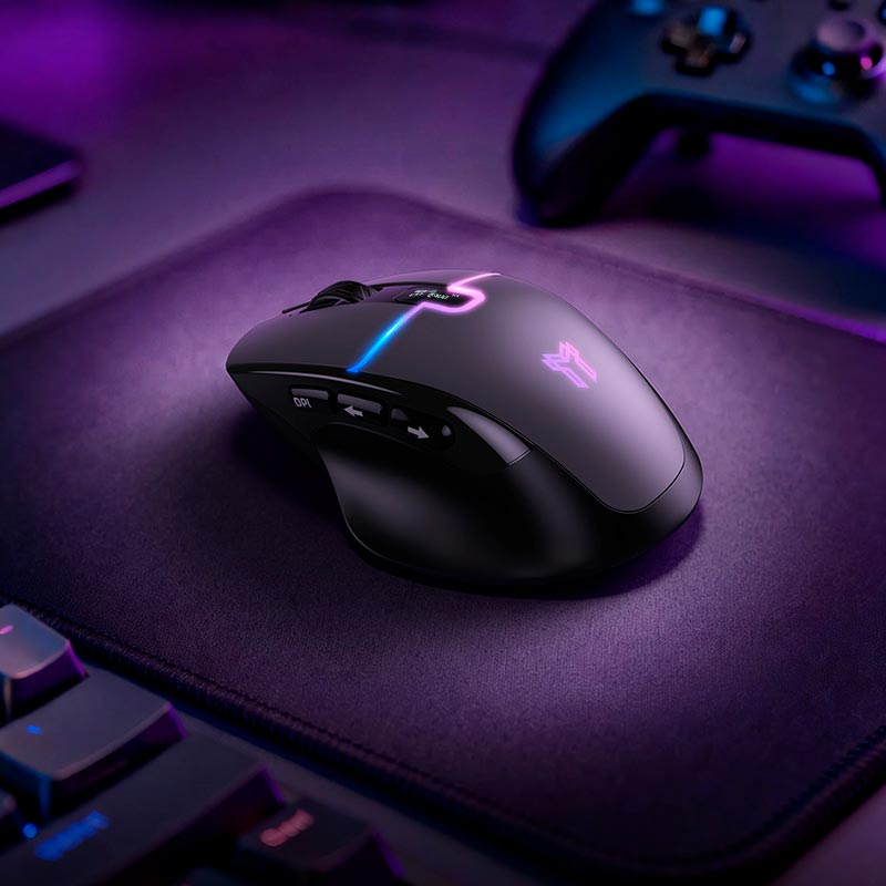 Мышь HOCO Florecer 3-mode gaming mouse GM651 |BT5.4/2.4G/wired, 12000DPI, 500mAh, 20-50h, RGB| black-grey (6942007687683) Черный на картинке №7