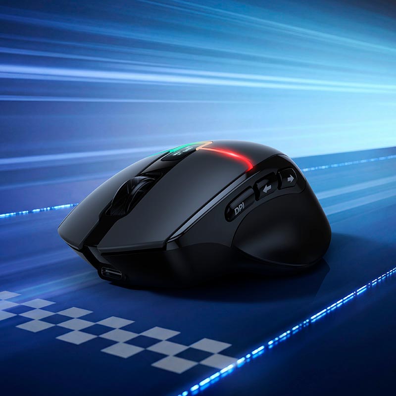 Мышь HOCO Florecer 3-mode gaming mouse GM651 |BT5.4/2.4G/wired, 12000DPI, 500mAh, 20-50h, RGB| black-grey (6942007687683) Черный на картинке №8