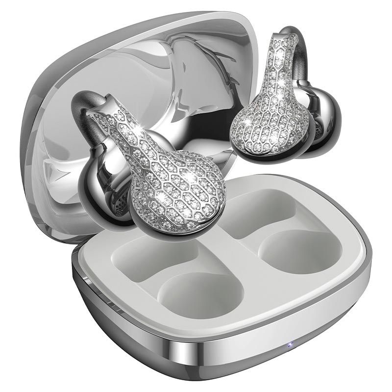 Навушники HOCO Triumph clip-on true wireless headset EA15 |BT6.0, 7h, 40/300mAh, App| silver (6942007683784) Сріблястий на малюнкі №2
