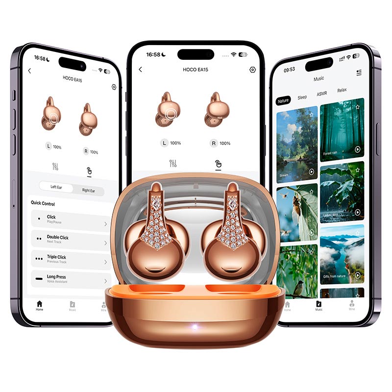 Навушники HOCO Triumph clip-on true wireless headset EA15 |BT6.0, 7h, 40/300mAh, App| silver (6942007683784) Сріблястий на малюнкі №6