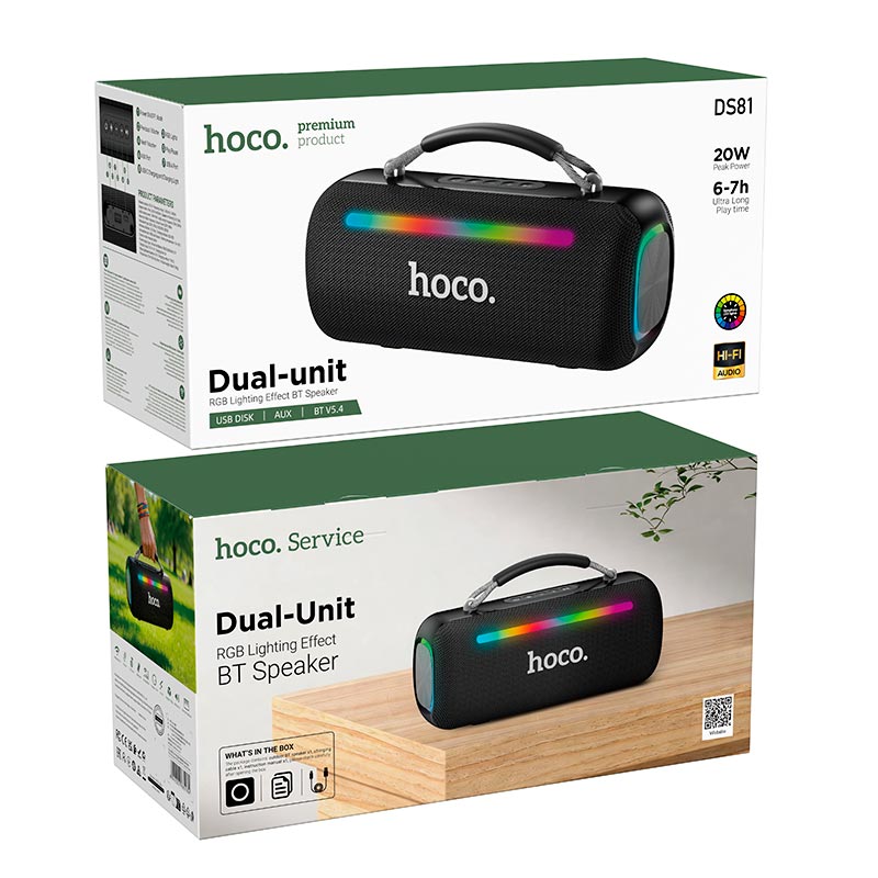 Акустика HOCO Big Dipper RGB portable BT speaker DS81 |BT5.4, USB/AUX, 20W, 6-7h, RGB| black (85184) Чорний на малюнкі №3