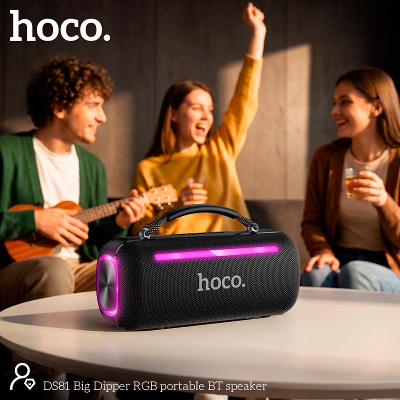 Акустика HOCO Big Dipper RGB portable BT speaker DS81 |BT5.4, USB/AUX, 20W, 6-7h, RGB| black (85184) Чорний на малюнкі №8
