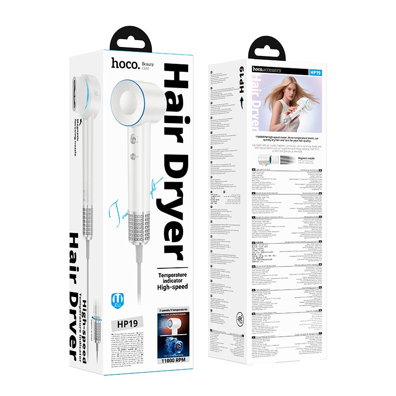 Фен для волос HOCO High-speed hair dryer HP19 |2 speed, 3 Temperatures, 110°| white (6942007681186) Белый на картинке №3