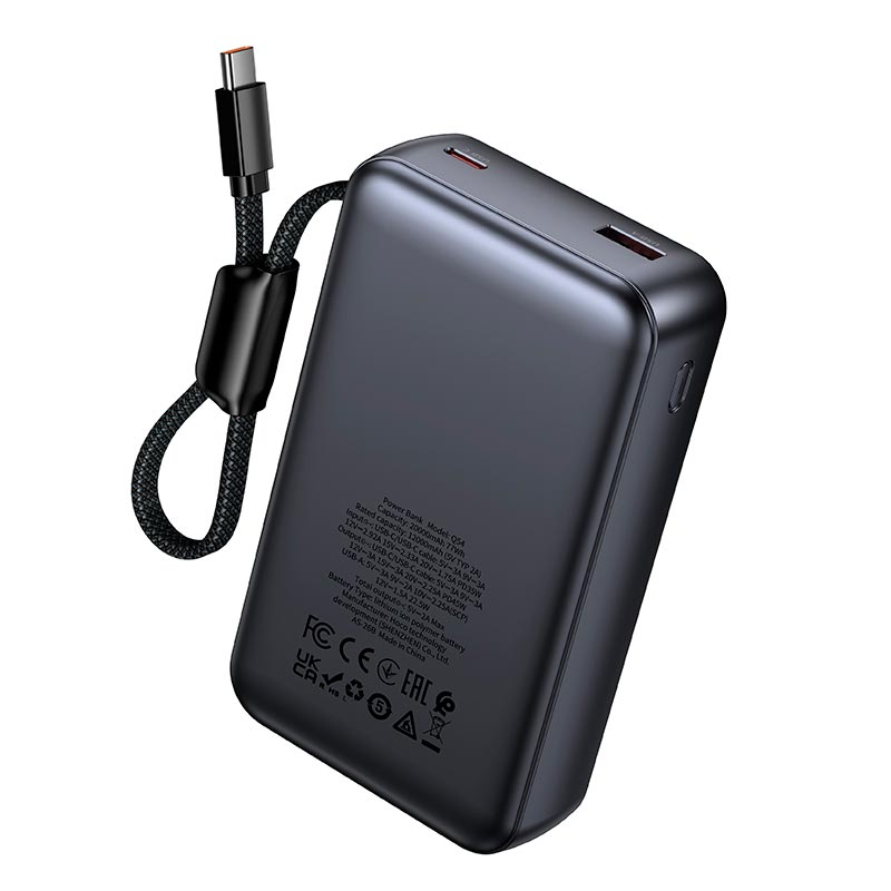 УМБ HOCO Shine power bank with cable Q54 20000mAh |1C/1A, 45W/3A, PD/QC| grey (69422007680486) Серый на картинке №6