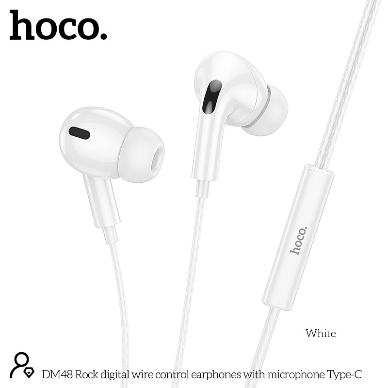 Наушники HOCO Rock digital wire control earphones with microphone Type-C DM48 |1.2m, mic| black (6942007636087) Черный на картинке №6