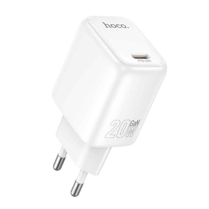 Адаптер сетевой HOCO Seguro single port charger N86 |1Type-C, PD20W/QC, 3A| white (6942007687287) Белый на картинке №1