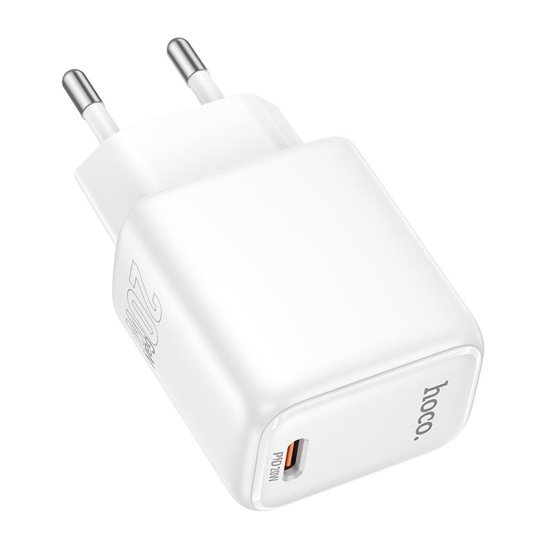 Адаптер сетевой HOCO Seguro single port charger N86 |1Type-C, PD20W/QC, 3A| white (6942007687287) Белый на картинке №5