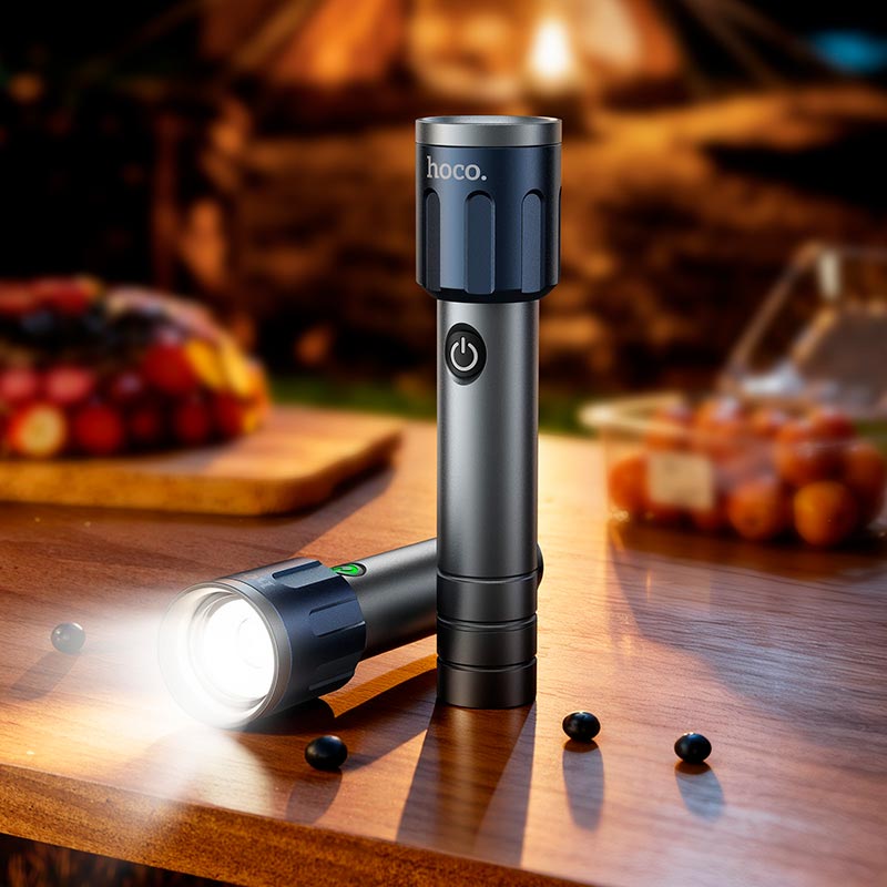 Фонарик HOCO strong light super bright portable outdoor flashlight DL25 |1200LM, IPX4, Type-C| silver (85887) Серебристый на картинке №8
