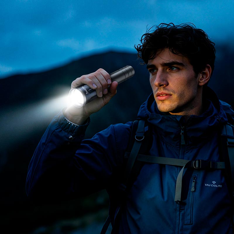 Фонарик HOCO strong light super bright portable outdoor flashlight DL25 |1200LM, IPX4, Type-C| silver (85887) Серебристый на картинке №9