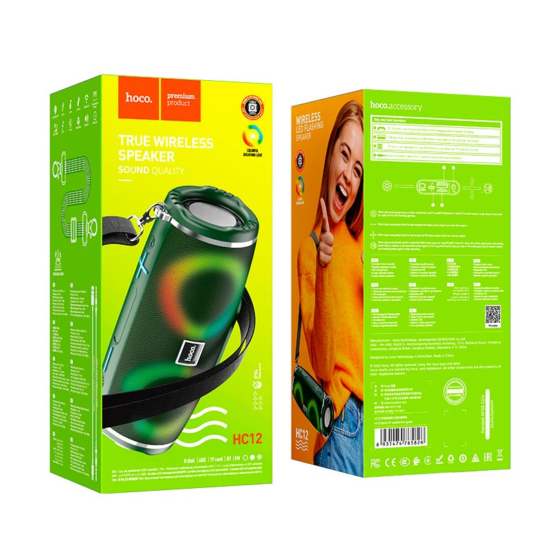 Акустика HOCO Sports BT speaker HC12 IPX4 |BT5.0, USB/AUX/TF/FM, 2h| black (6931474765789) Чорний на малюнкі №14