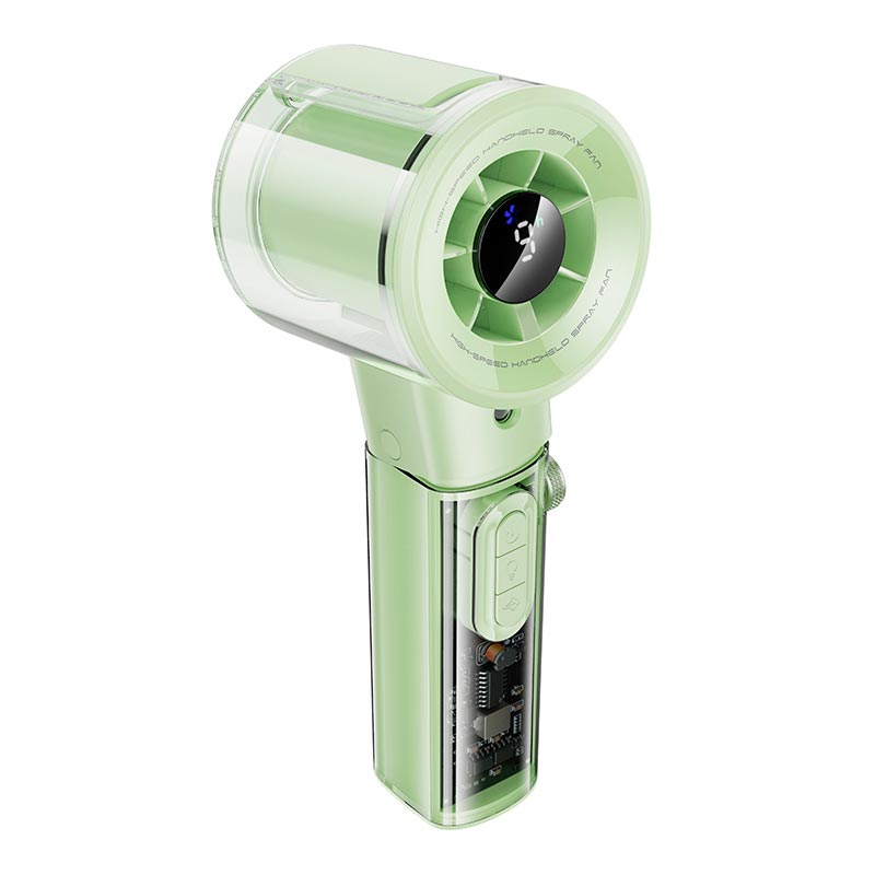 Вентилятор Hoco Spray series ice cooling handheld fan HX614 |100Levels, 60dB, 15h, 50mL| green (6942007686990) Зелёный на картинке №10