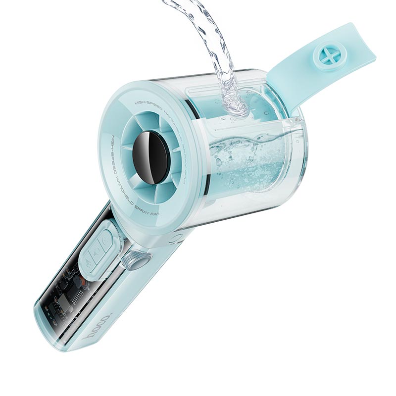 Вентилятор Hoco Spray series ice cooling handheld fan HX614 |100Levels, 60dB, 15h, 50mL| green (6942007686990) Зелёный на картинке №4