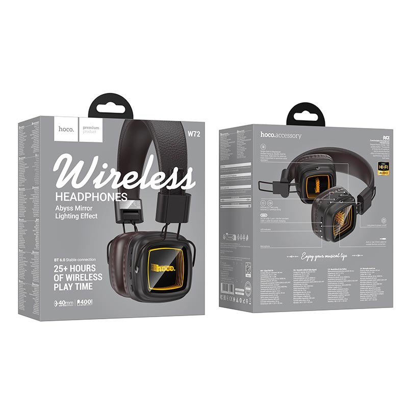 Наушники HOCO W72 Earl Ⅲ abyss mirror BT headphones |BT6.0/AUX, 25h| brown (6942007680592) Коричневый на картинке №10