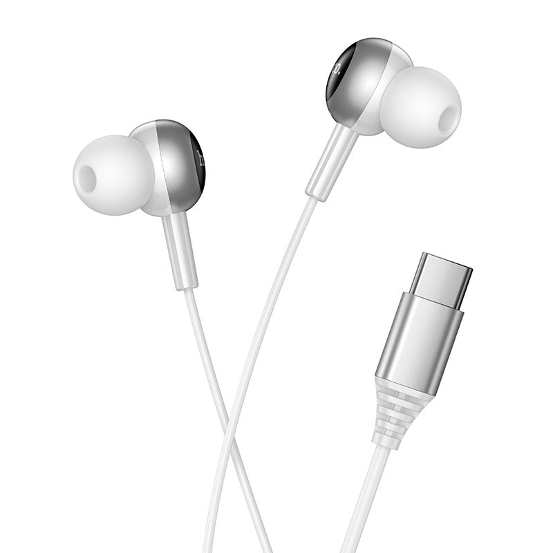 Навушники HOCO Type-C Gratified wire control digital earphones with microphone M120 |1.2m, 10mm| black (6942007683692) Чорний на малюнкі №4