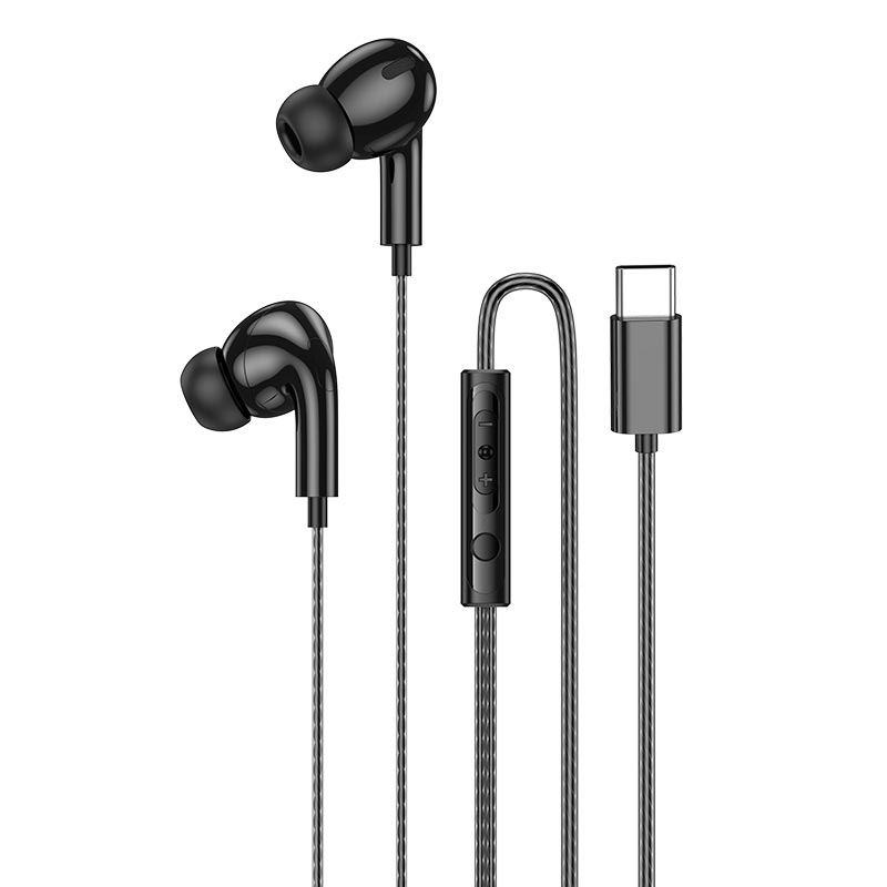 Наушники HOCO Rock digital wire control earphones with microphone Type-C DM48 |1.2m, mic| white (6942007636094) Белый на картинке №2