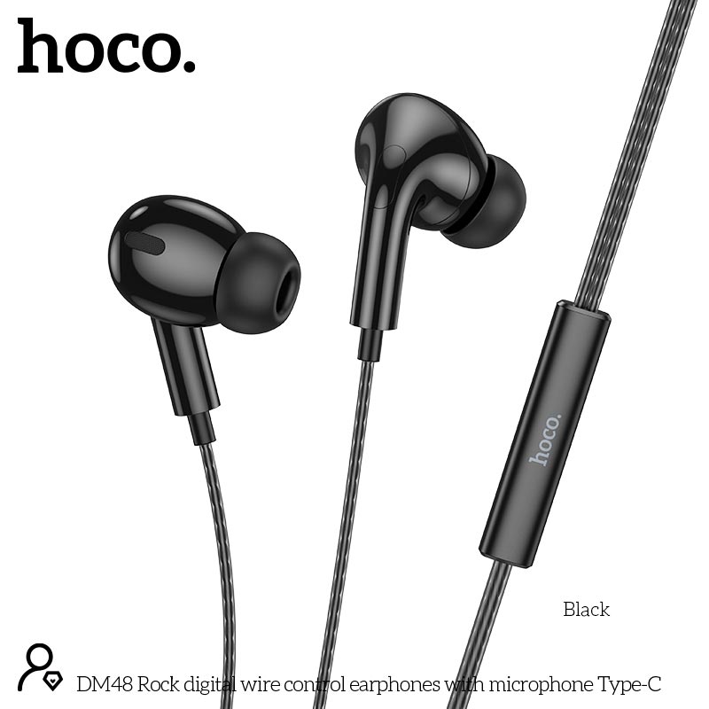 Наушники HOCO Rock digital wire control earphones with microphone Type-C DM48 |1.2m, mic| white (6942007636094) Белый на картинке №5