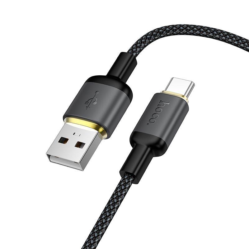 Кабель HOCO Type-C Benefit charging data cable X128 |1m, 36W| black (6942007681094) Черный на картинке №1