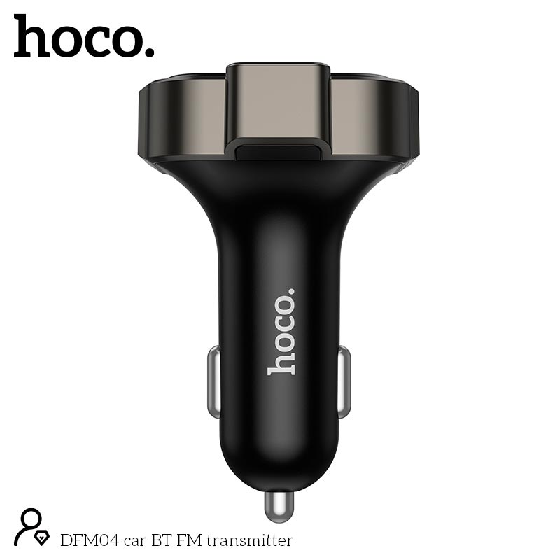 Адаптер автомобільний HOCO car BT FM transmitter DFM04 |BT5.3, USB, 1Type-C/1USB, 38W/3A, multicolor light| black (90195) Чорний на малюнкі №8
