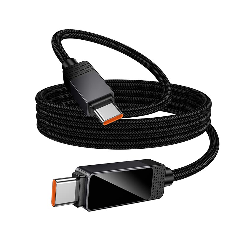 Кабель HOCO USB-C to USB-C Matrix charging data cable with digital display U154 |1.2m, 60W/3A| black (6942007681797) Черный на картинке №6