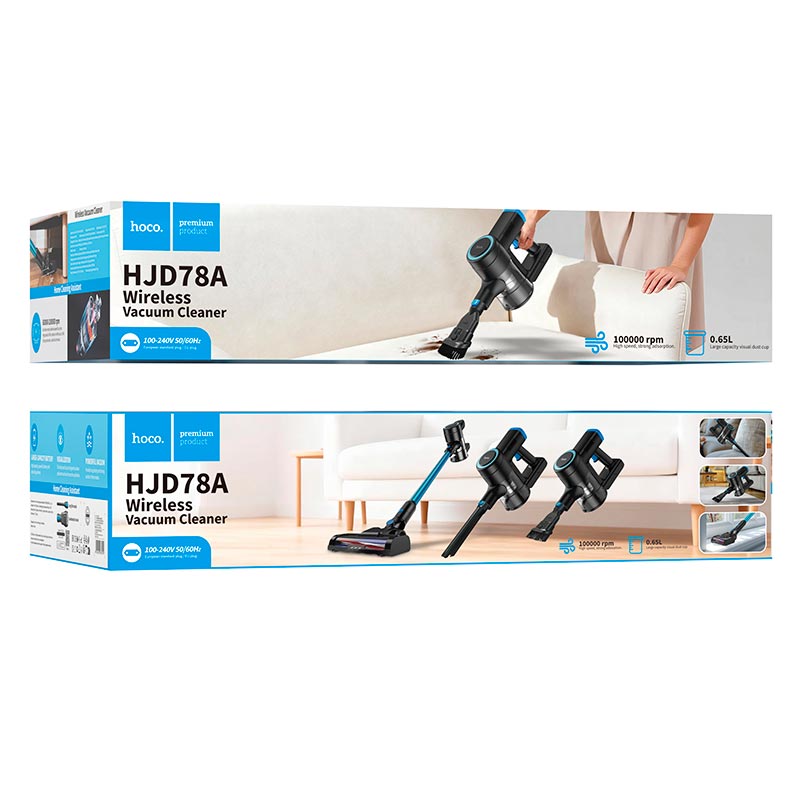 Пылесос HOCO handheld telescopic vacuum cleaner HJD78A| 180W, 11-20kPa, 13200mAh, 20-45min, 650ml| blue (85399) Синий на картинке №3