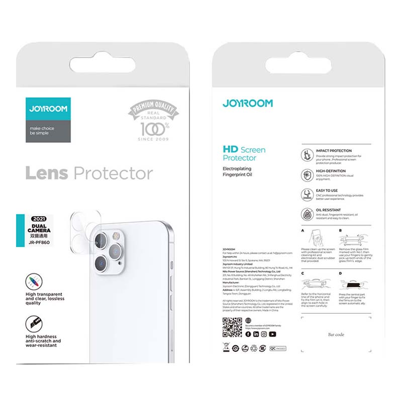 Захисне скло JOYROOM для камери iPhone13 / 13 Mini Dual Lens Protector JR-PF860 transparent Прозорий на малюнкі №3