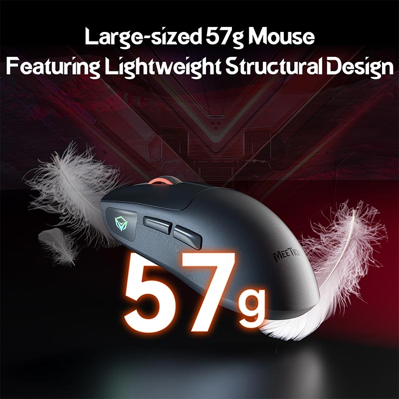 Мышь Meetion Gaming mouse |800-12800DPI, 2.4G/BT/USB-C, RGB| black (GW12) Черный на картинке №10