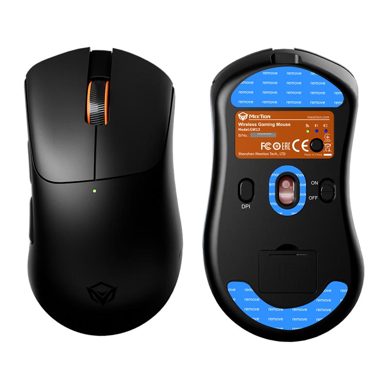 Мышь Meetion Gaming mouse |800-12800DPI, 2.4G/BT/USB-C| black (GW13) Черный на картинке №10