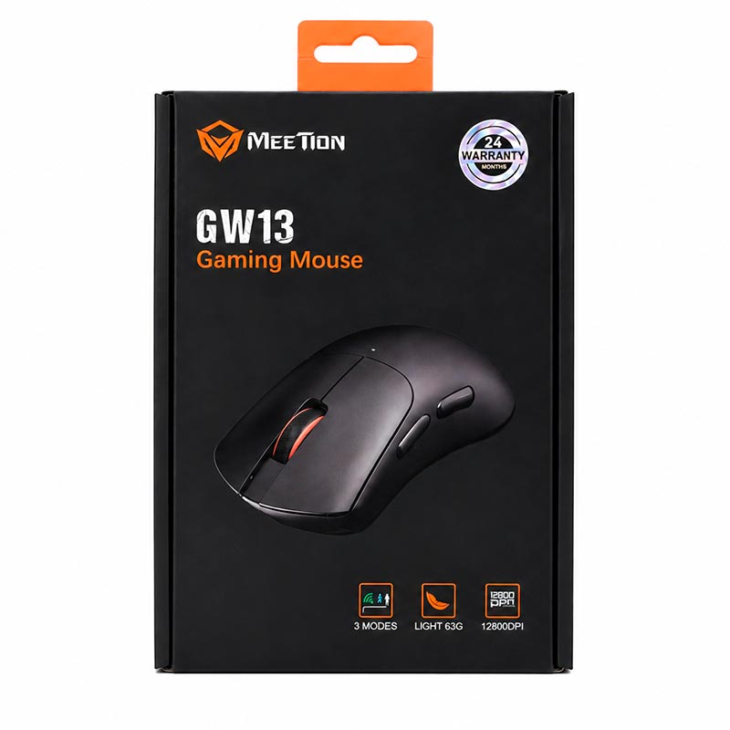 Мышь Meetion Gaming mouse |800-12800DPI, 2.4G/BT/USB-C| black (GW13) Черный на картинке №3