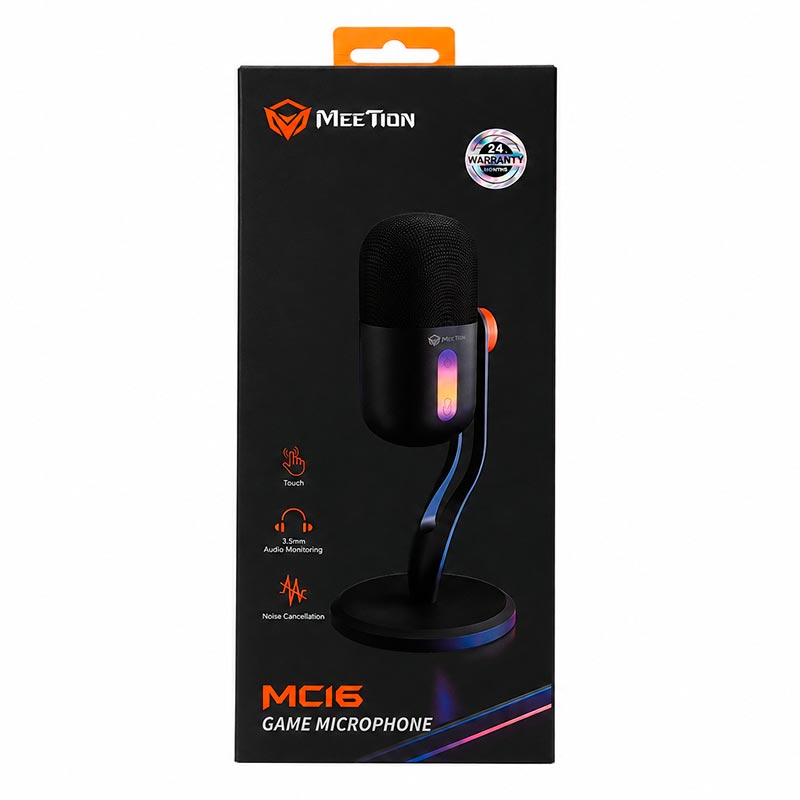 Мікрофон Meetion Wired Gaming microphone MC16 |USB-C, RGB| black (MC16b) Чорний на малюнкі №3