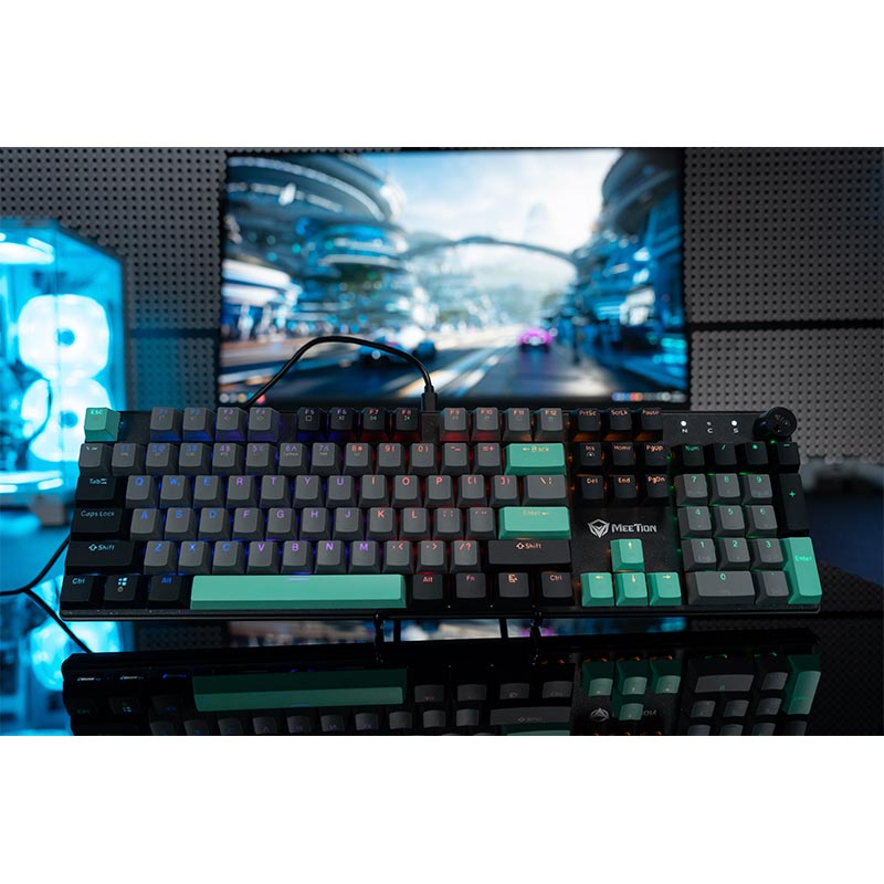 Игровая клавиатура MEETION Wired Mechanical Keyboard Red Switch |UA Layouts, USB-C| black (MK009RDP) Черный на картинке №13