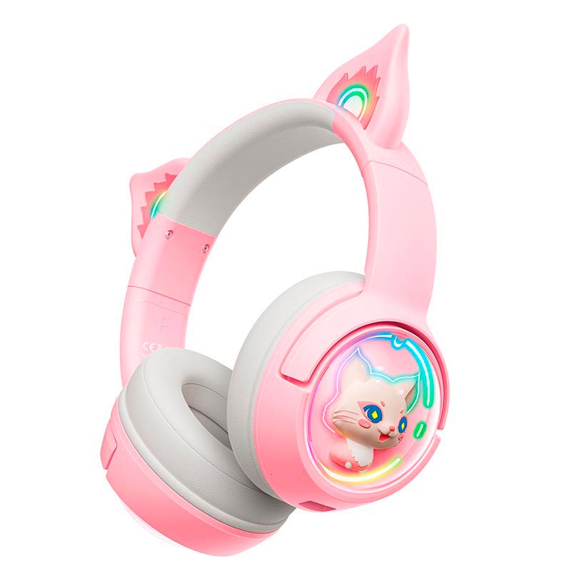 Навушники Onikuma Cat Ear Bluetooth Wireless Gaming Headset B5 |BT/AUX, Type-C, 55H, RGB| beige (B5_beige) Бежевий на малюнкі №1