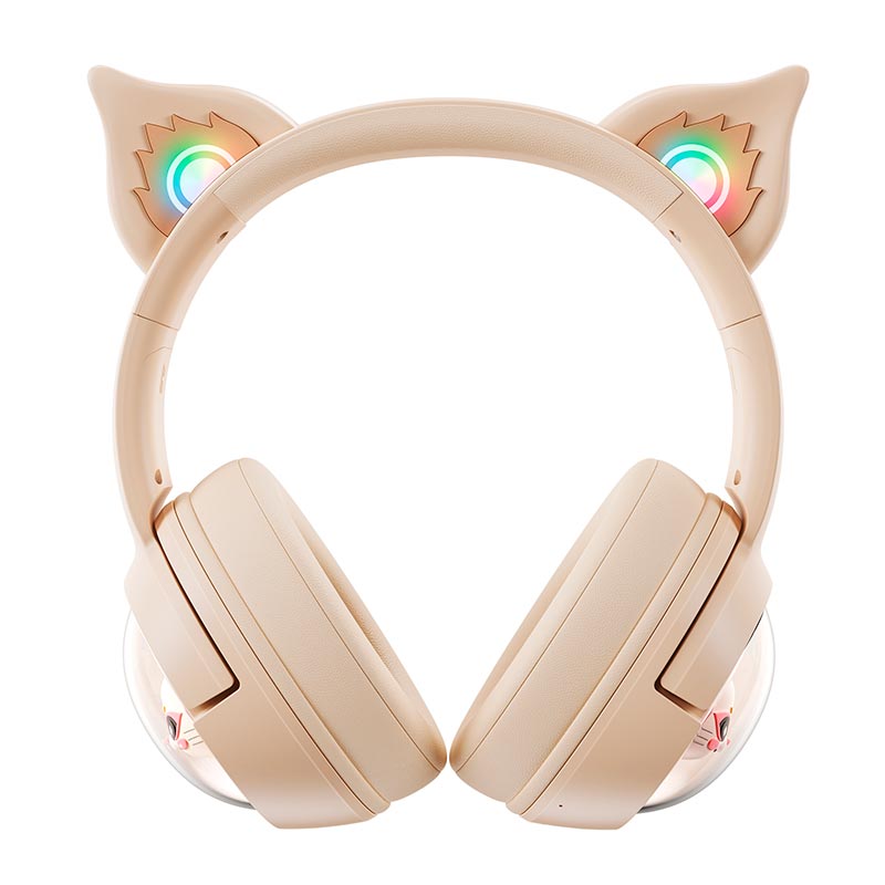 Навушники Onikuma Cat Ear Bluetooth Wireless Gaming Headset B5 |BT/AUX, Type-C, 55H, RGB| beige (B5_beige) Бежевий на малюнкі №11