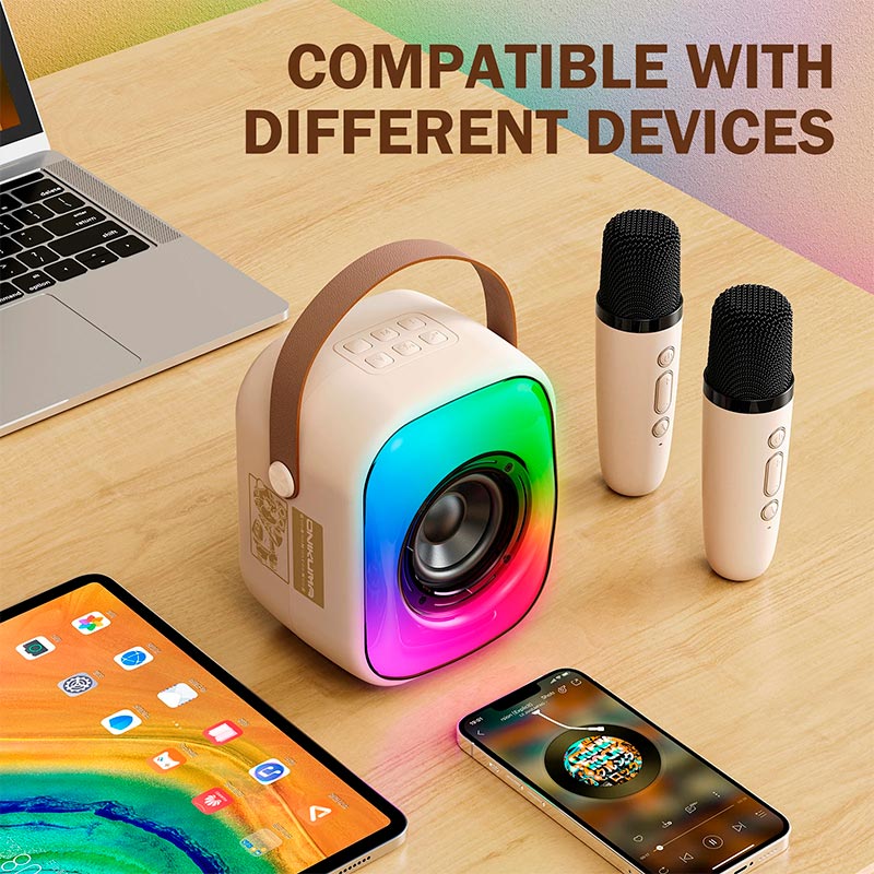 Акустика-караоке Onikuma L7 with 2 mic RGB IPX4 |BT5.3, USB/TF/AUX, 5W, 5h| beige (L7_Beige) Бежевий на малюнкі №14