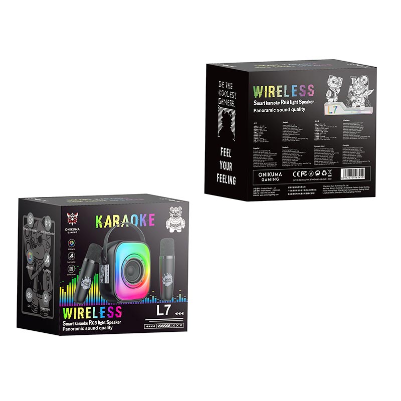 Акустика-караоке Onikuma L7 with 2 mic RGB IPX4 |BT5.3, USB/TF/AUX, 5W, 5h| beige (L7_Beige) Бежевий на малюнкі №3