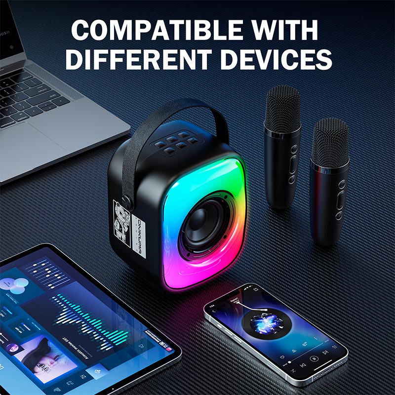 Акустика-караоке Onikuma L7 with 2 mic RGB IPX4 |BT5.3, USB/TF/AUX, 5W, 5h| beige (L7_Beige) Бежевий на малюнкі №5