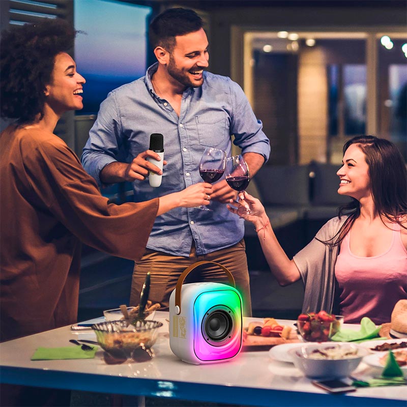 Акустика-караоке Onikuma L7 with 2 mic RGB IPX4 |BT5.3, USB/TF/AUX, 5W, 5h| beige (L7_Beige) Бежевий на малюнкі №9