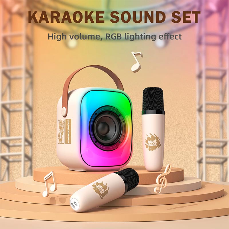 Акустика-караоке Onikuma L7 with 2 mic RGB IPX4 |BT5.3, USB/TF/AUX, 5W, 5h| pink (L7_pink) Рожевий на малюнкі №13