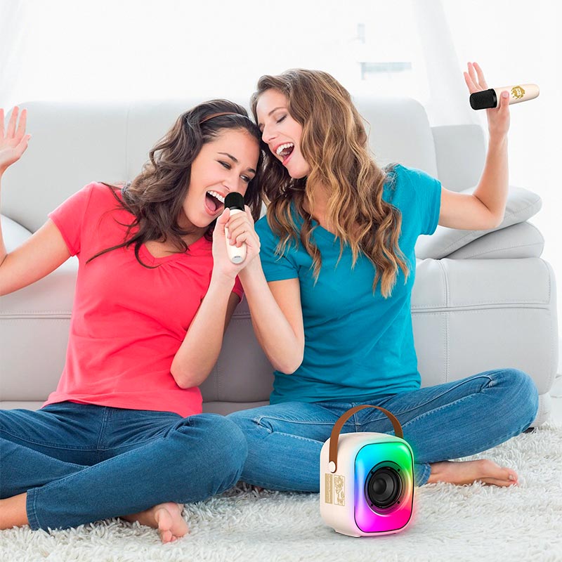 Акустика-караоке Onikuma L7 with 2 mic RGB IPX4 |BT5.3, USB/TF/AUX, 5W, 5h| pink (L7_pink) Рожевий на малюнкі №15