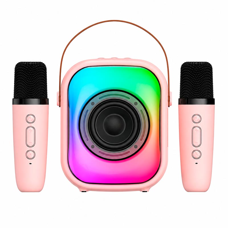 Акустика-караоке Onikuma L7 with 2 mic RGB IPX4 |BT5.3, USB/TF/AUX, 5W, 5h| pink (L7_pink) Рожевий на малюнкі №20