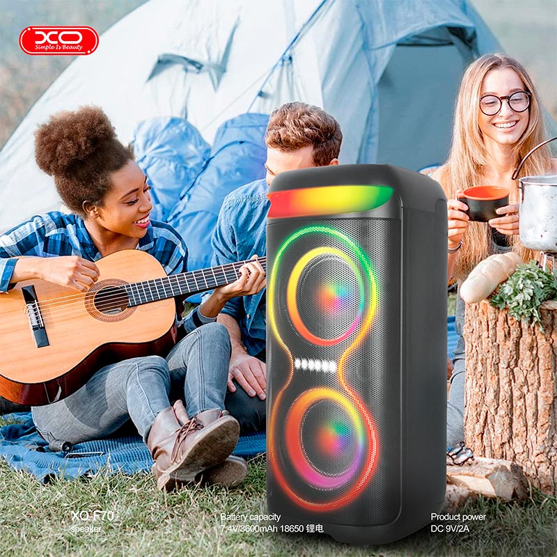 Акустика-караоке XO-F70 Large Portable Party Speaker |40W, BT5.0, USB/TF, 4-10h| black (6975837584600) Чорний на малюнкі №4