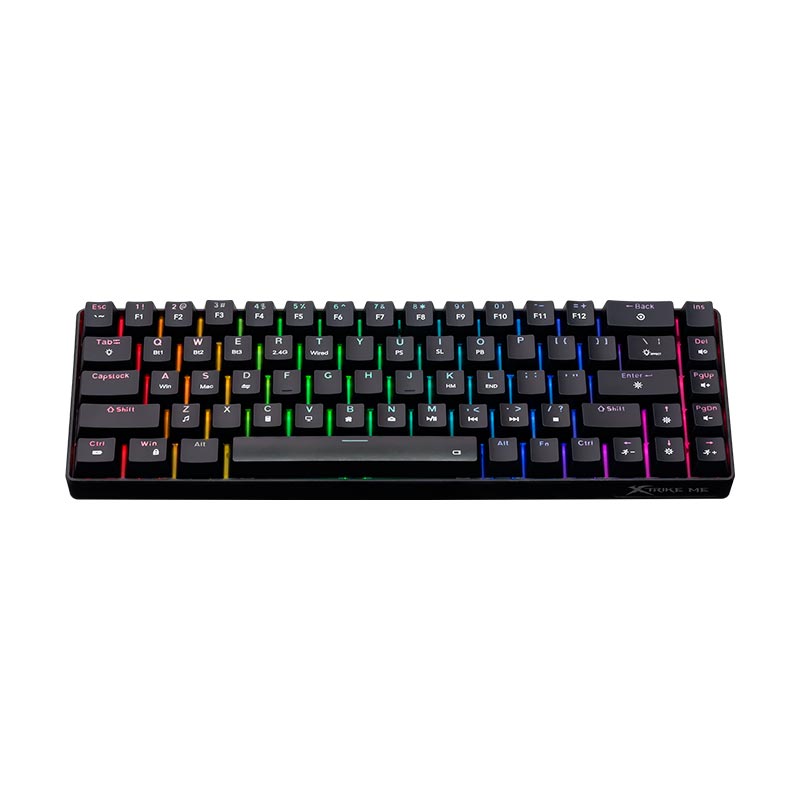 Клавиатура XTRIKE ME Tri-mode mechanical wireless keyboard GK-995W WH |68 Keys, BT/2.4G/Type-C, RGB, EN Layout| black (GK-995W BK) Черный на картинке №1