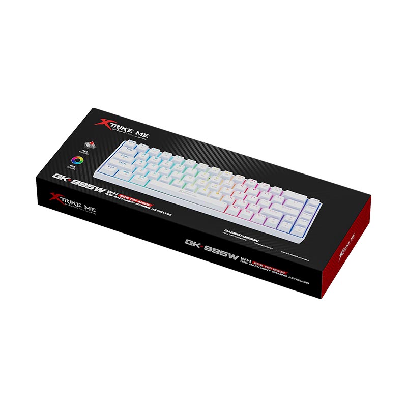 Клавиатура XTRIKE ME Tri-mode mechanical wireless keyboard GK-995W WH |68 Keys, BT/2.4G/Type-C, RGB, EN Layout| black (GK-995W BK) Черный на картинке №3