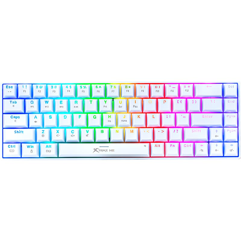 Клавиатура XTRIKE ME Tri-mode mechanical wireless keyboard GK-995W WH |68 Keys, BT/2.4G/Type-C, RGB, EN Layout| black (GK-995W BK) Черный на картинке №8
